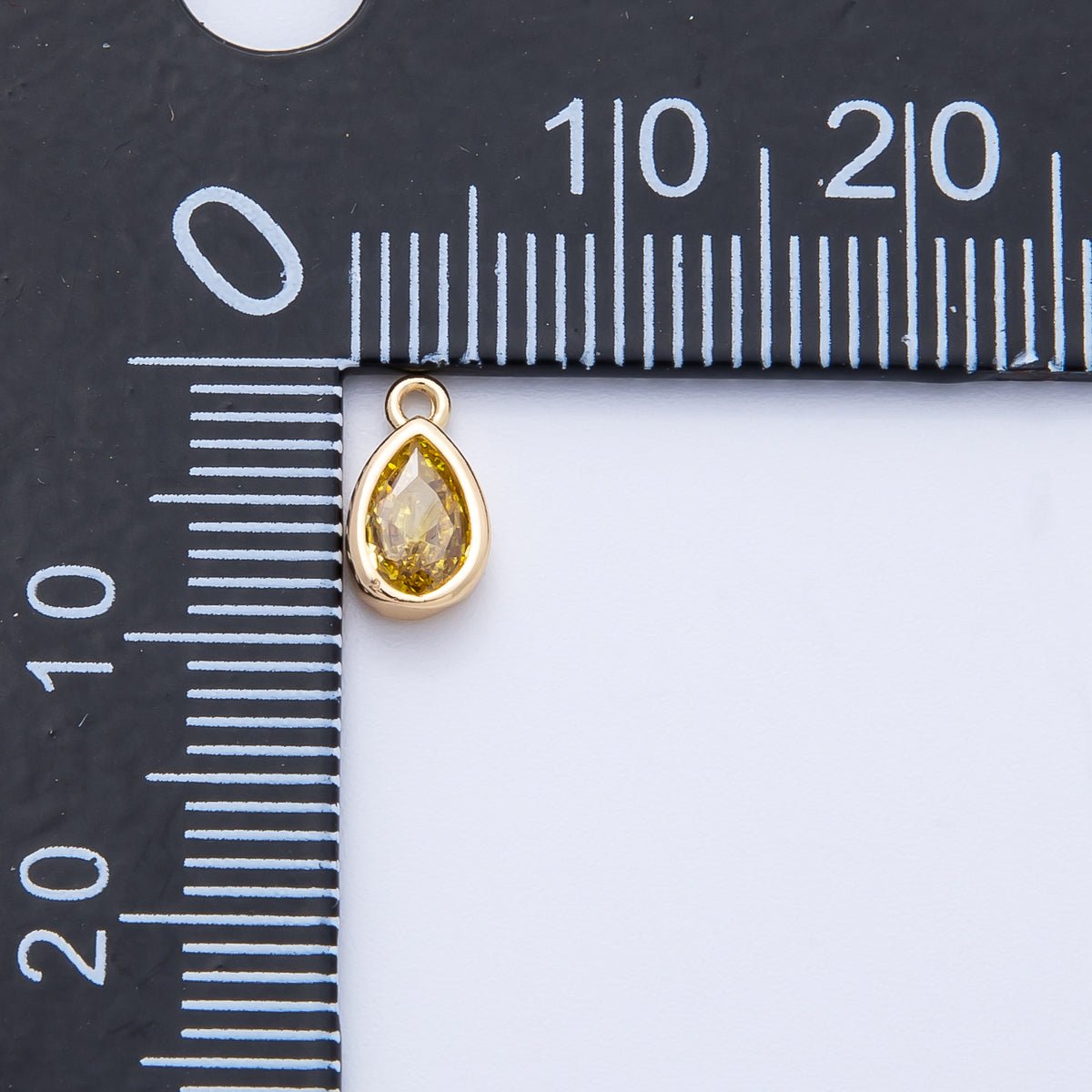 16K Gold Filled 9mm CZ Birthstone Teardrop Bezel Mini Charm | Charms - 00359 ~ 00363 - DLUXCA