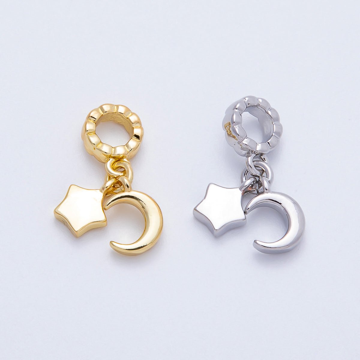 16K Gold Filled 9mm Mini Celestial Moon & Star Pendant | Charms - 00718 - Charms - 00719 - DLUXCA