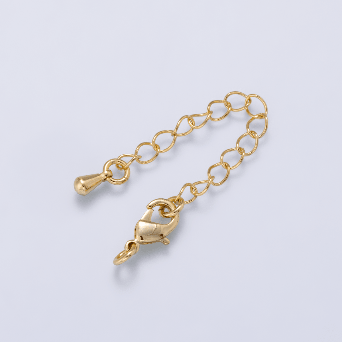 16K Gold Filled 9mm Minimalist Lobster Claw Clasps 2.65 Inch Teardrop Chain Extender | Findings-00500 - DLUXCA