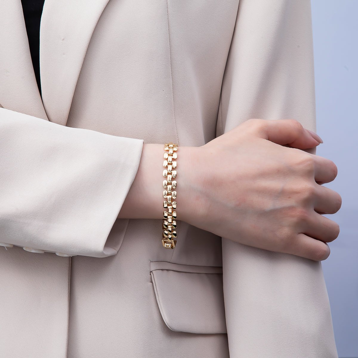 16K Gold Filled 9mm Minimalist Panther Chain Statement 7 Inch Bracelet | WA-04630 - DLUXCA