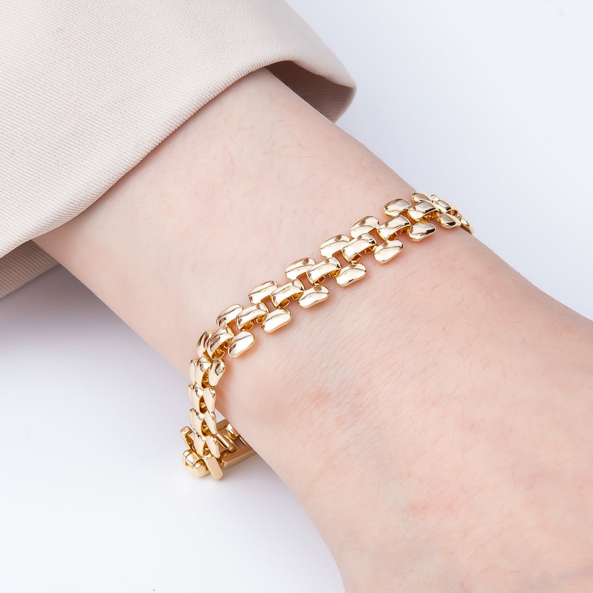 16K Gold Filled 9mm Minimalist Panther Chain Statement 7 Inch Bracelet | WA-04630 - DLUXCA