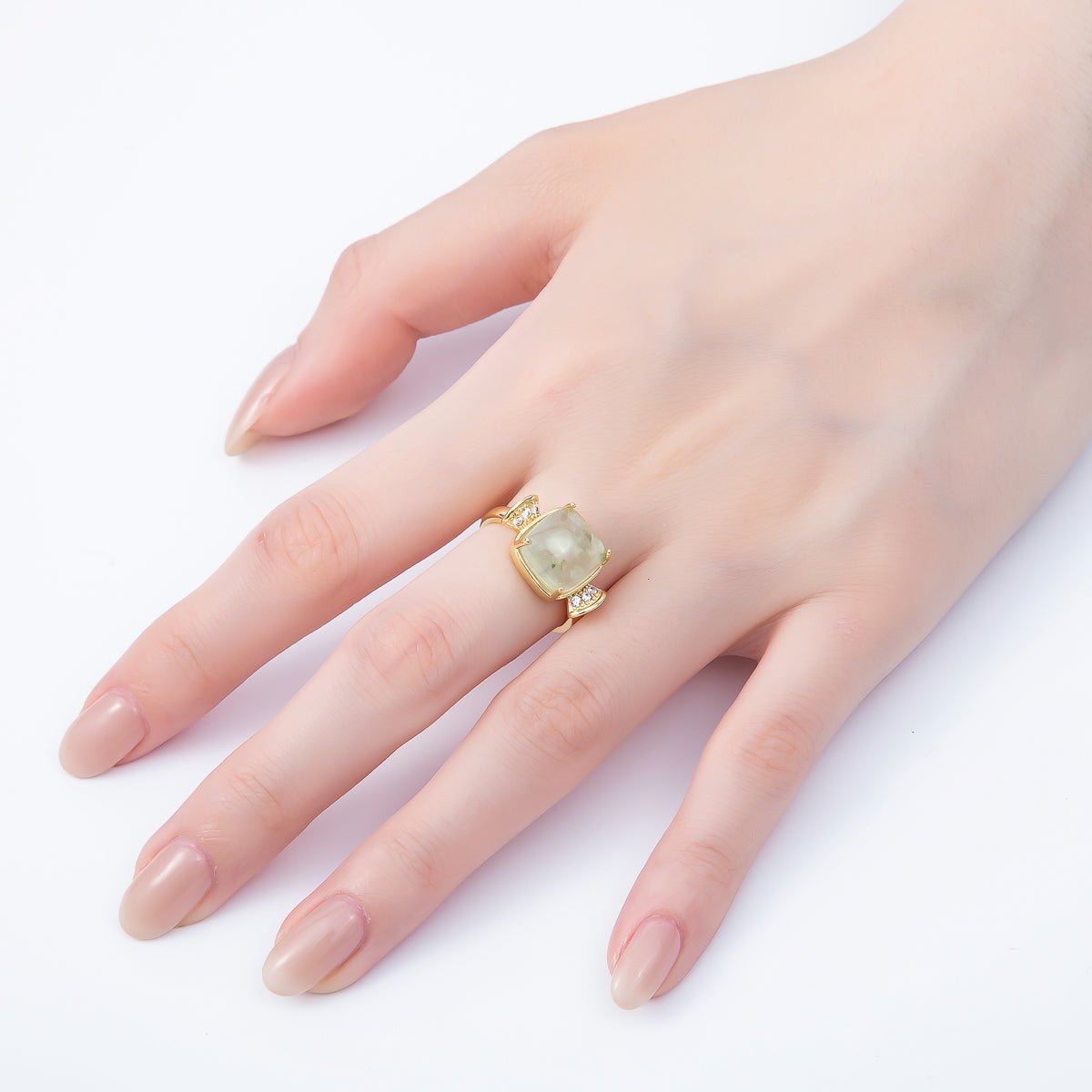 16K Gold Filled Amethyst, Aquamarine, Peridot, White Quartz Square Micro Paved CZ Ring | Rings - 00109 ~ Rings - 00112 - DLUXCA