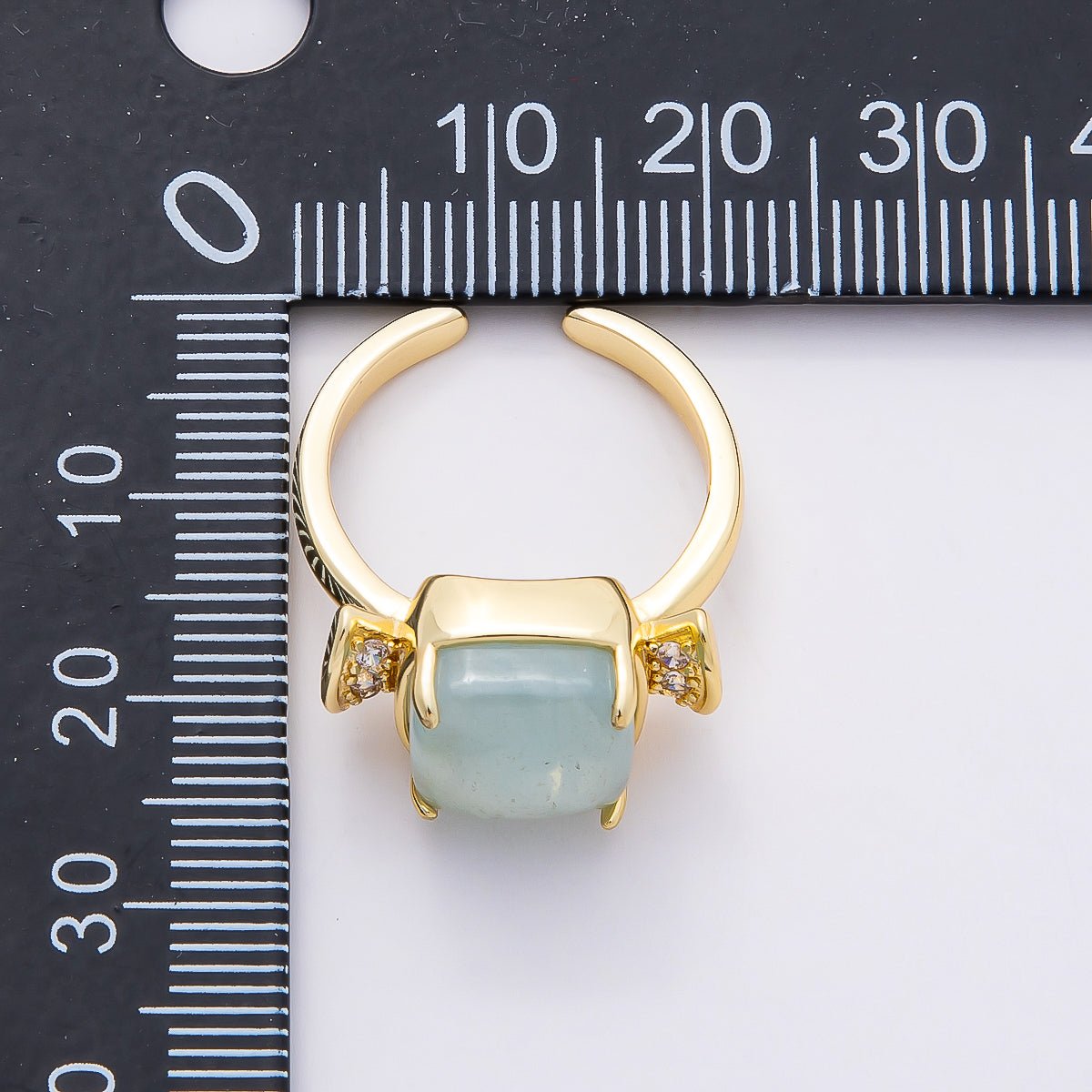 16K Gold Filled Amethyst, Aquamarine, Peridot, White Quartz Square Micro Paved CZ Ring | Rings - 00109 ~ Rings - 00112 - DLUXCA