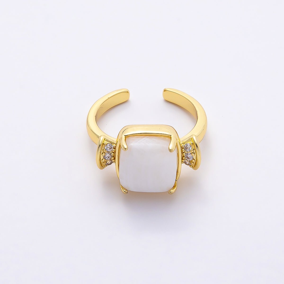 16K Gold Filled Amethyst, Aquamarine, Peridot, White Quartz Square Micro Paved CZ Ring | Rings - 00109 ~ Rings - 00112 - DLUXCA
