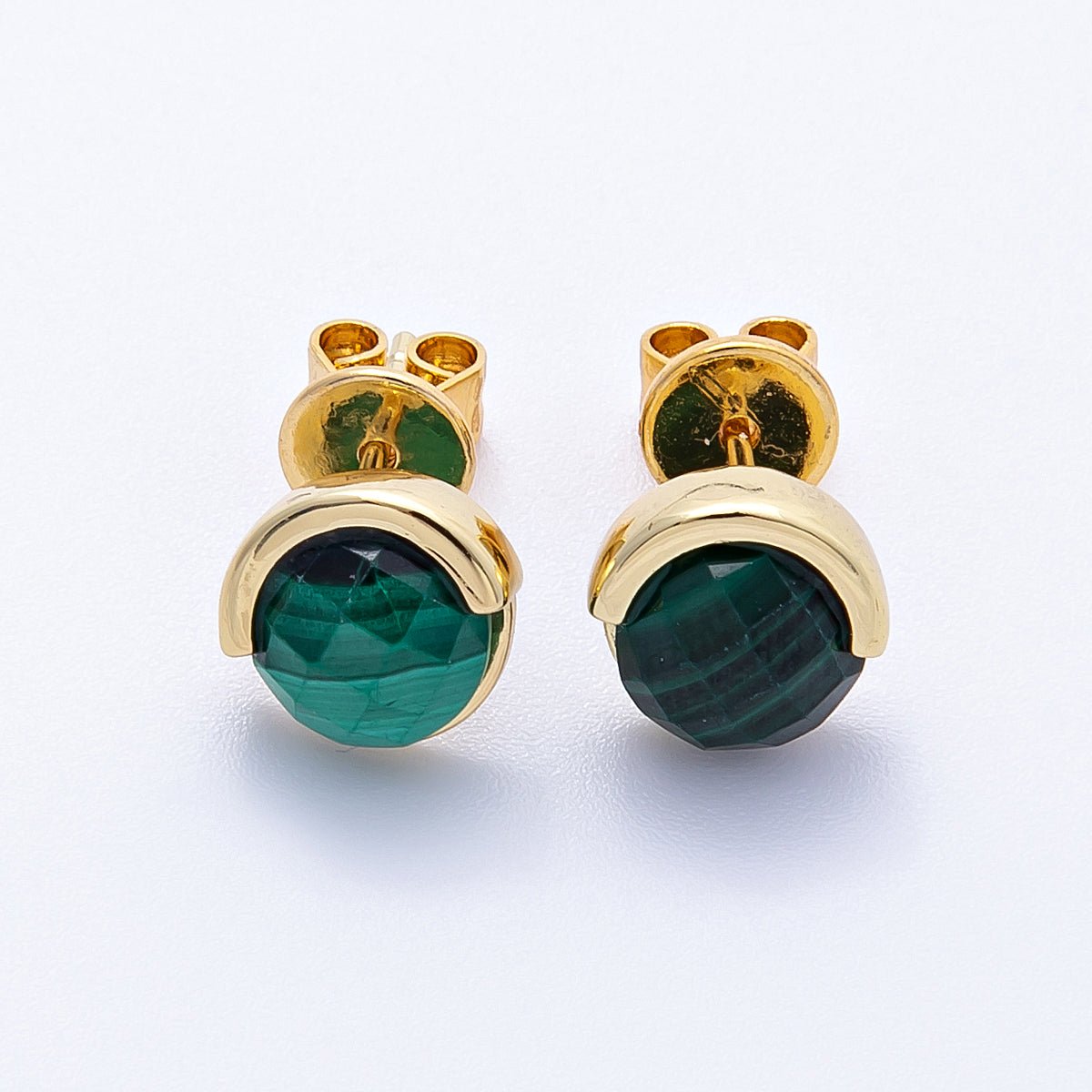 16K Gold Filled Aquamarine, Lapis Lazuli, Amethyst, Amazonite, Aventurine Natural Gemstone Round Molten Studs | Earrings - 00211 ~ Earrings - 00215 - DLUXCA