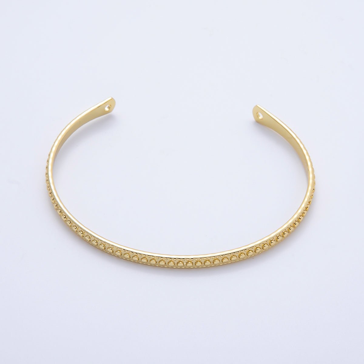 16K Gold Filled Beaded Textured Cuff Unfinished Half Bangle Bracelet | WA - 04450 - DLUXCA