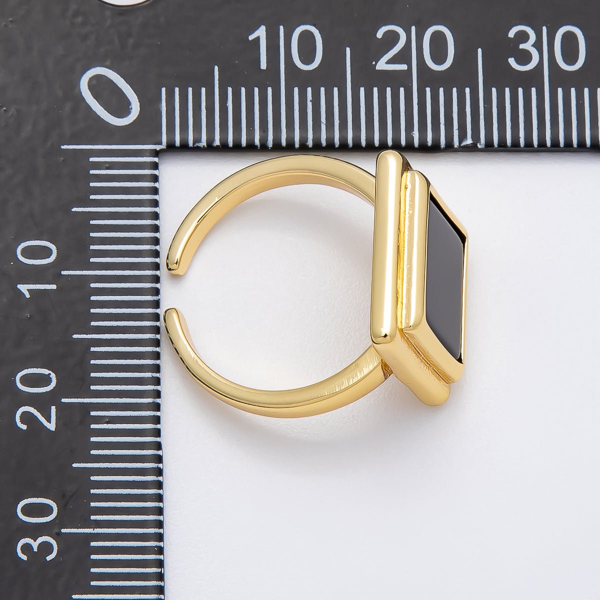 16K Gold Filled Black Bezel Square Solitaire Ring | Rings - 00060 - DLUXCA