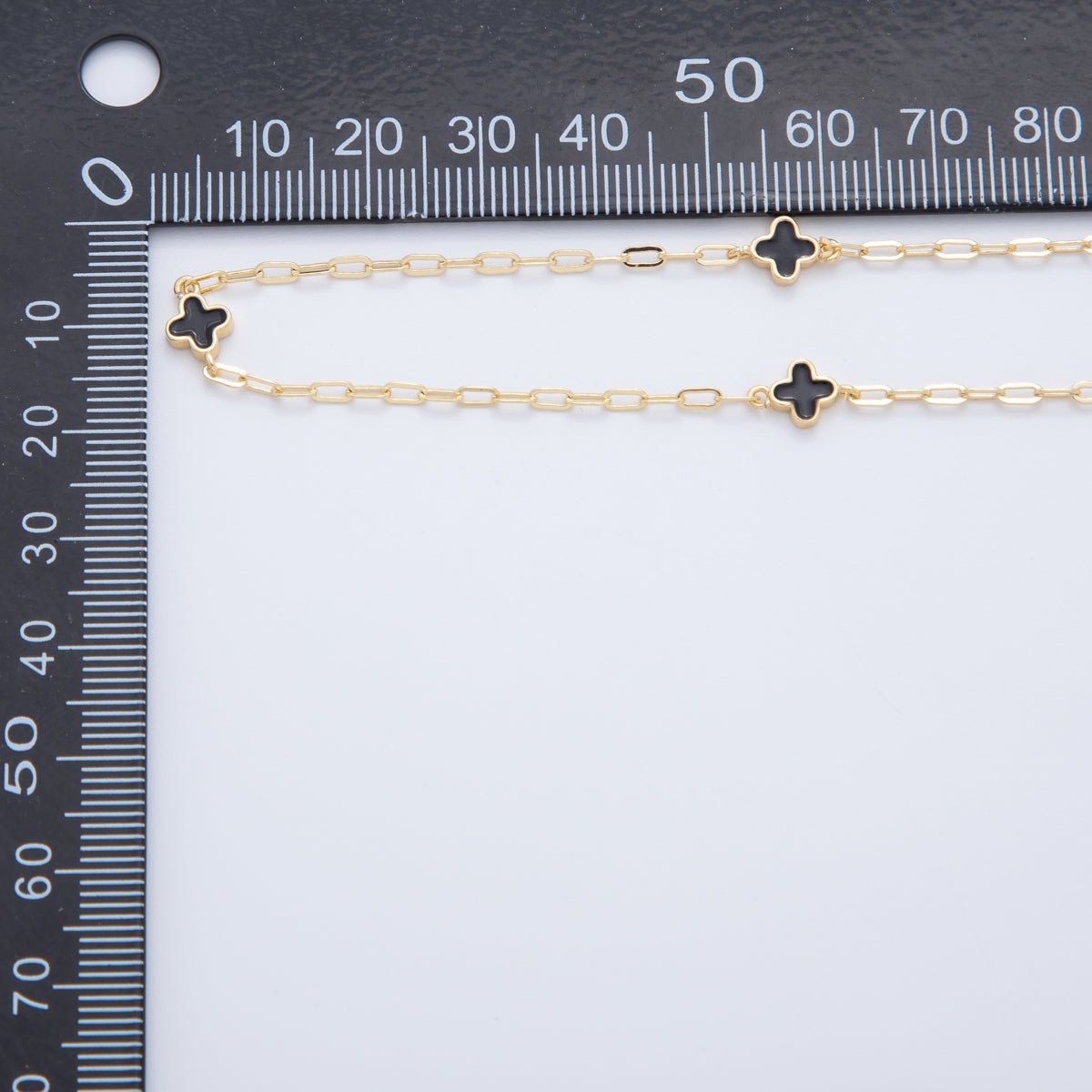 16K Gold Filled Black Quatrefoil Enamel Paperclip Unfinished Chain by Yard | Roll - 1600 - DLUXCA