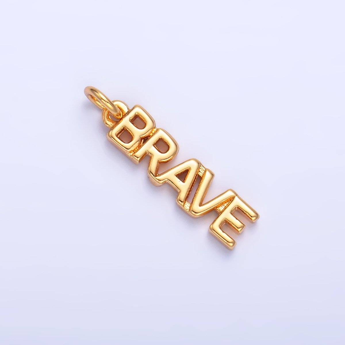 16K Gold Filled "BRAVE" Script Charm in Gold & Silver | W317 - DLUXCA