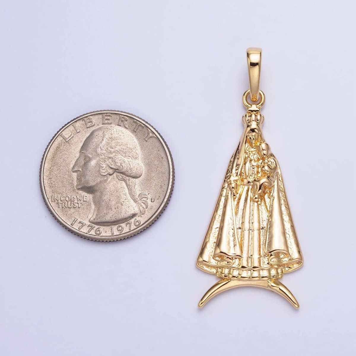 16K Gold Filled Catholic Cape "Nossa Senhora Aparecida" Pendant in Gold & Silver | AA176 AA177 - DLUXCA