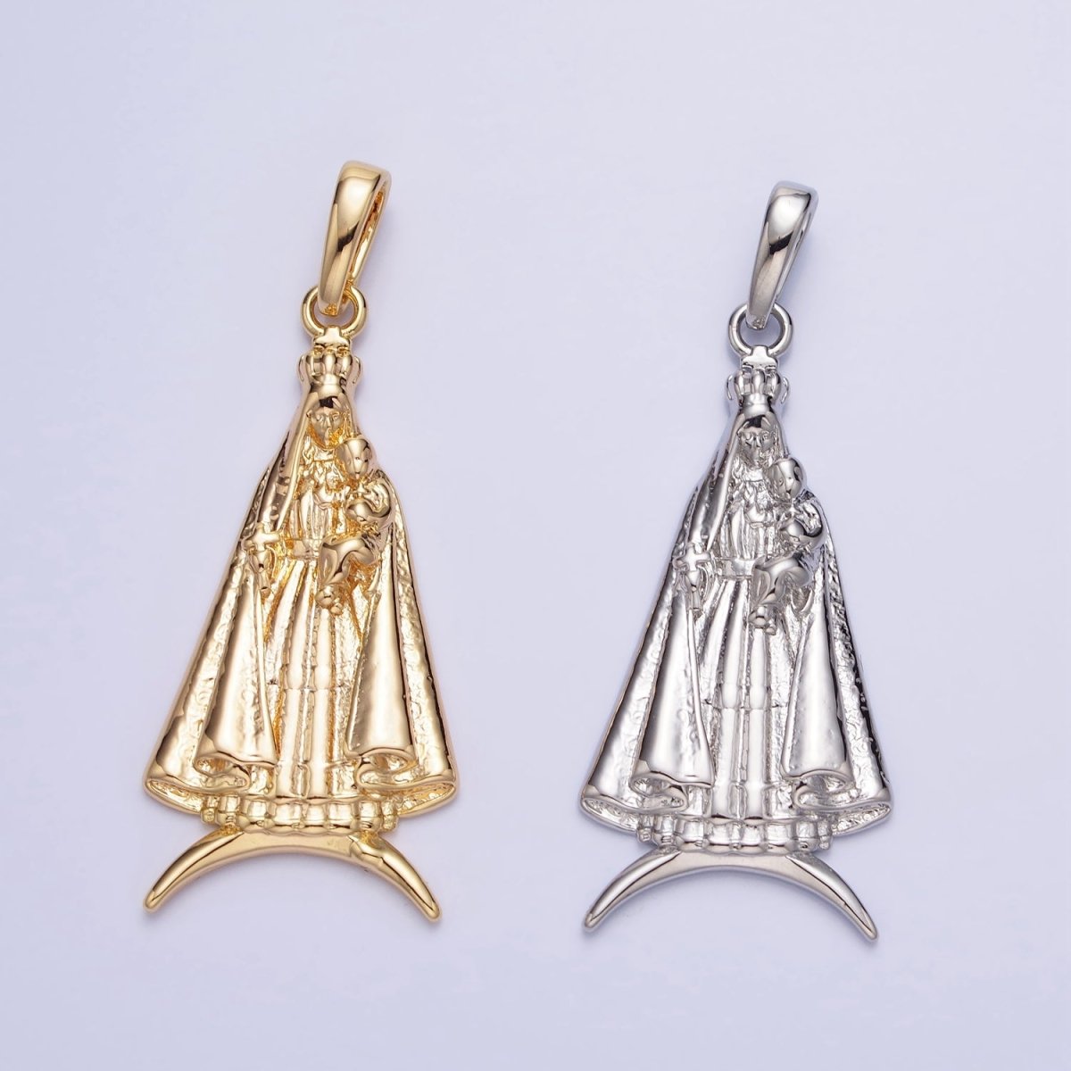 16K Gold Filled Catholic Cape "Nossa Senhora Aparecida" Pendant in Gold & Silver | AA176 AA177 - DLUXCA