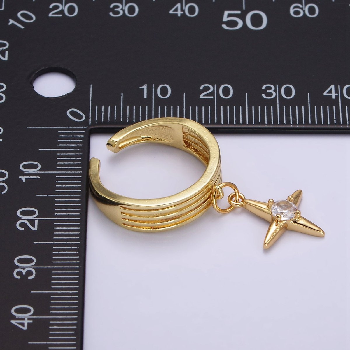 16K Gold Filled Celestial Star CZ Drop Multiple Band Ring | O1388 - DLUXCA