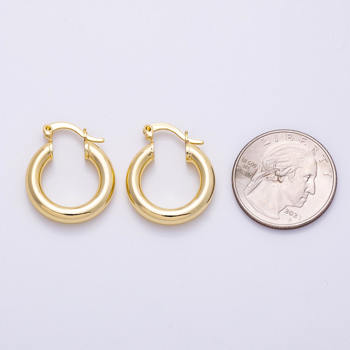 16K Gold Filled Classic Chubby Round Hoop Earrings | Earrings - 00298 - DLUXCA
