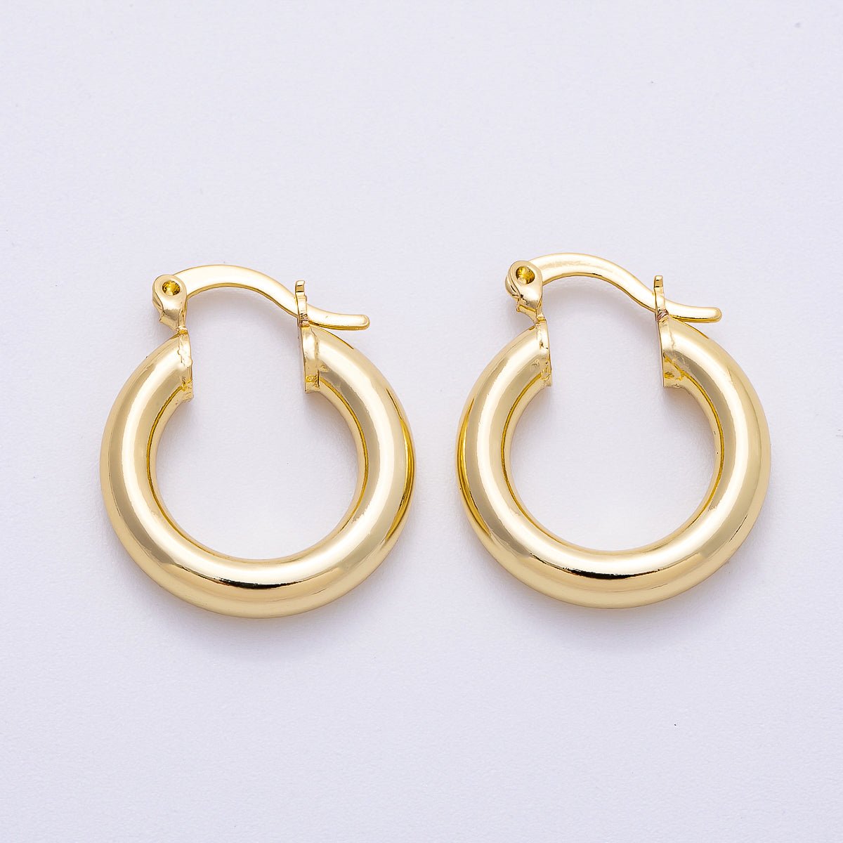 16K Gold Filled Classic Chubby Round Hoop Earrings | Earrings - 00298 - DLUXCA