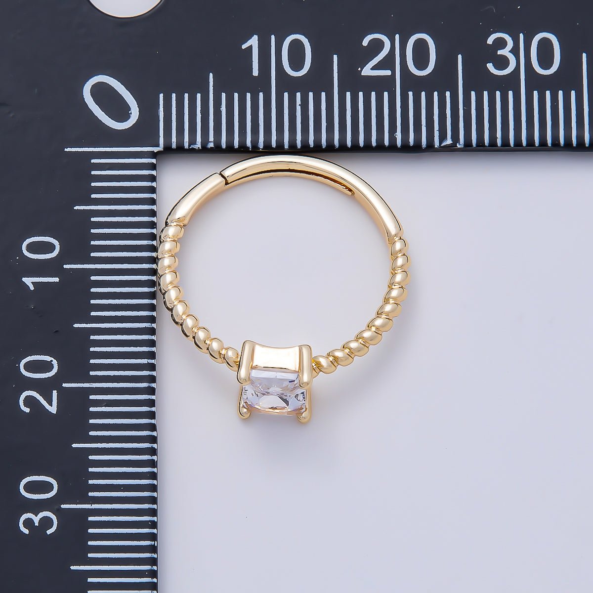 16K Gold Filled Clear Baguette CZ Croissant Adjustable Ring in Gold & Silver | Rings-00143 Rings-00144 - DLUXCA