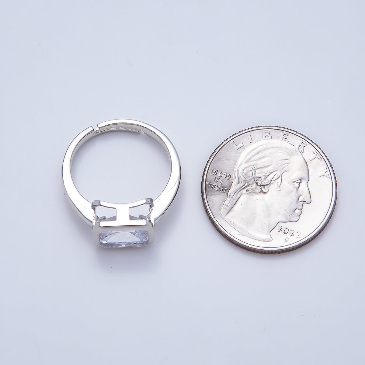 16K Gold Filled Clear CZ Baguette Bezel Ring in Gold & Silver | Rings-00293 Rings-00294 - DLUXCA