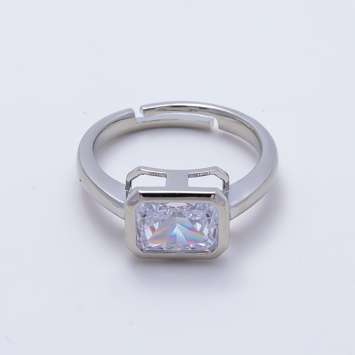 16K Gold Filled Clear CZ Baguette Bezel Ring in Gold & Silver | Rings-00293 Rings-00294 - DLUXCA