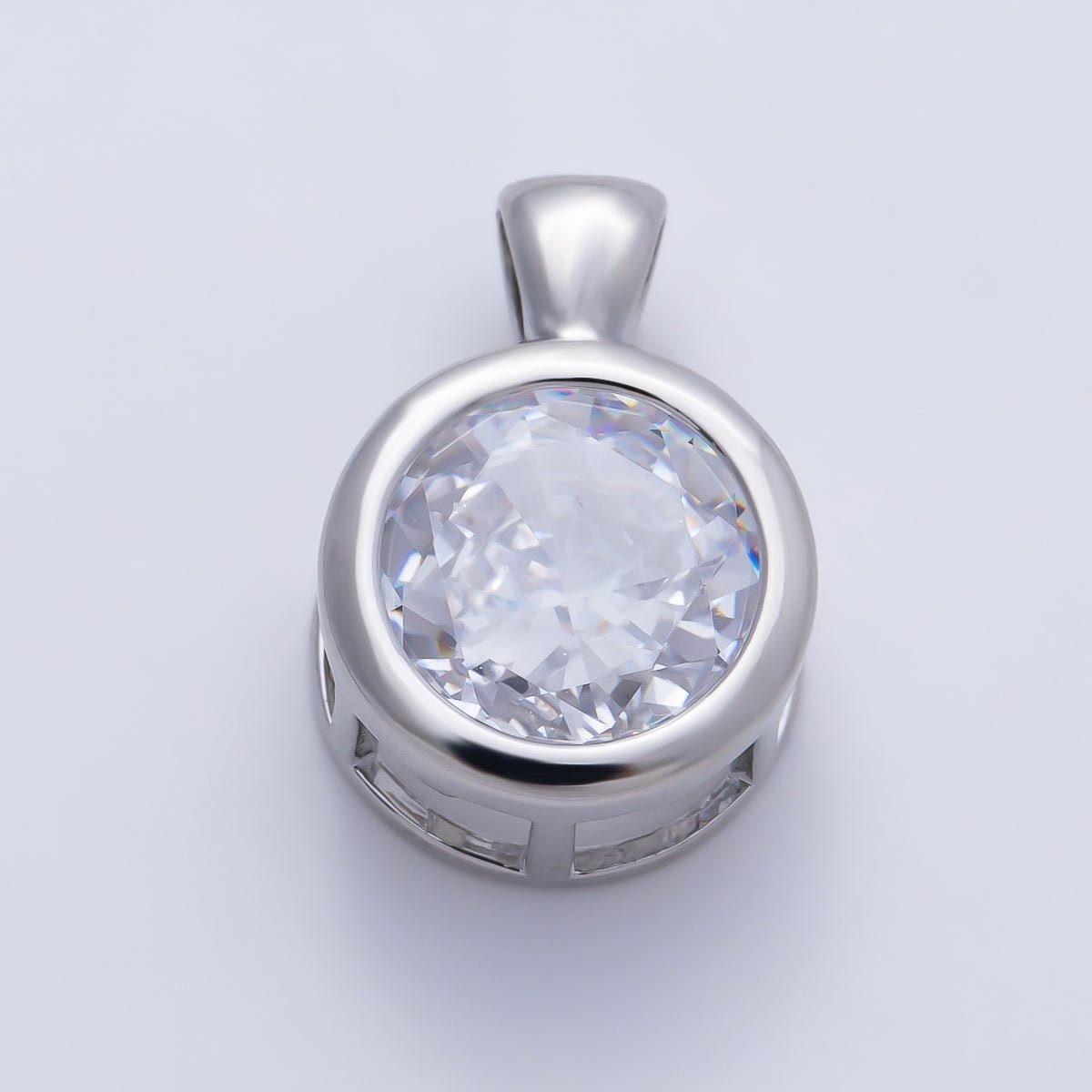 16K Gold Filled Clear CZ Baguette Round Hexagon Bezel Pendant in Gold & Silver | Charms-01081 ~ Charms-01096 - DLUXCA
