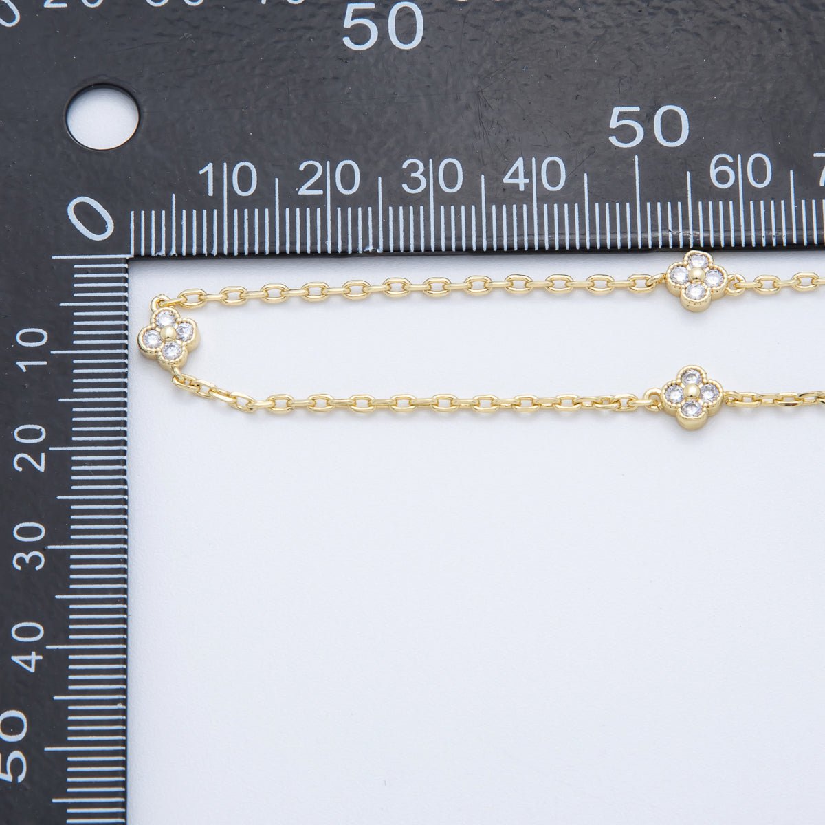 16K Gold Filled Clear CZ Flower Cable Unfinished Chain by Yard | Roll - 1617 - DLUXCA