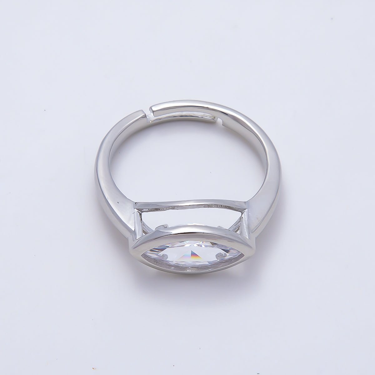 16K Gold Filled Clear CZ Marquise Bezel Ring in Gold & Silver | Rings-00299 Rings-00300 - DLUXCA
