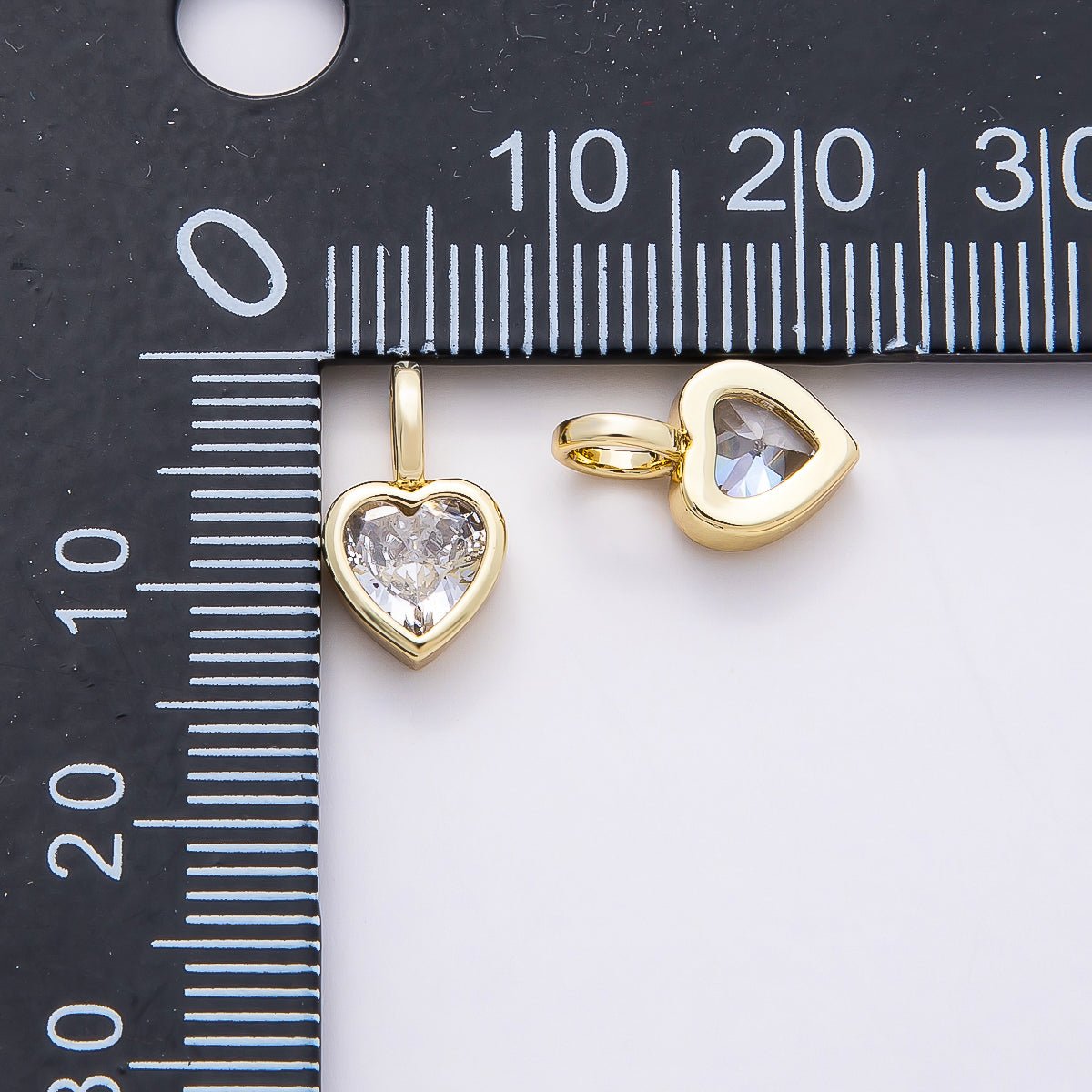 16K Gold Filled Clear CZ Marquise, Heart, Round, Oval, Teardrop Bezel Solitaire Pendant in Gold & Silver | Charms - 00834 ~ Charms - 00843 - DLUXCA