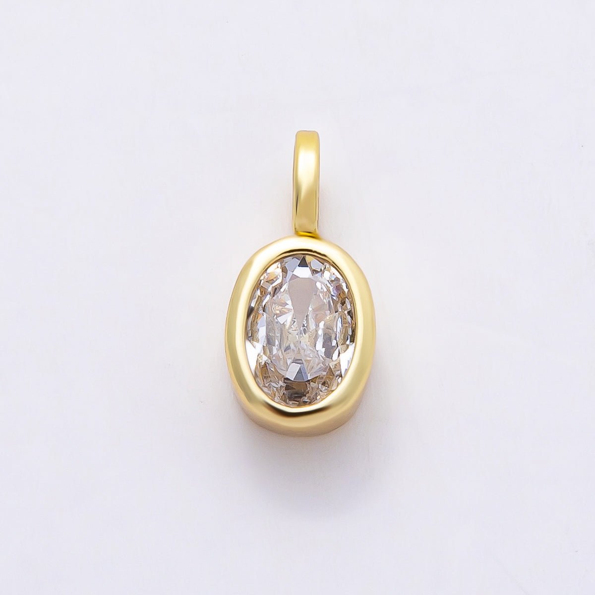 16K Gold Filled Clear CZ Marquise, Heart, Round, Oval, Teardrop Bezel Solitaire Pendant in Gold & Silver | Charms - 00834 ~ Charms - 00843 - DLUXCA