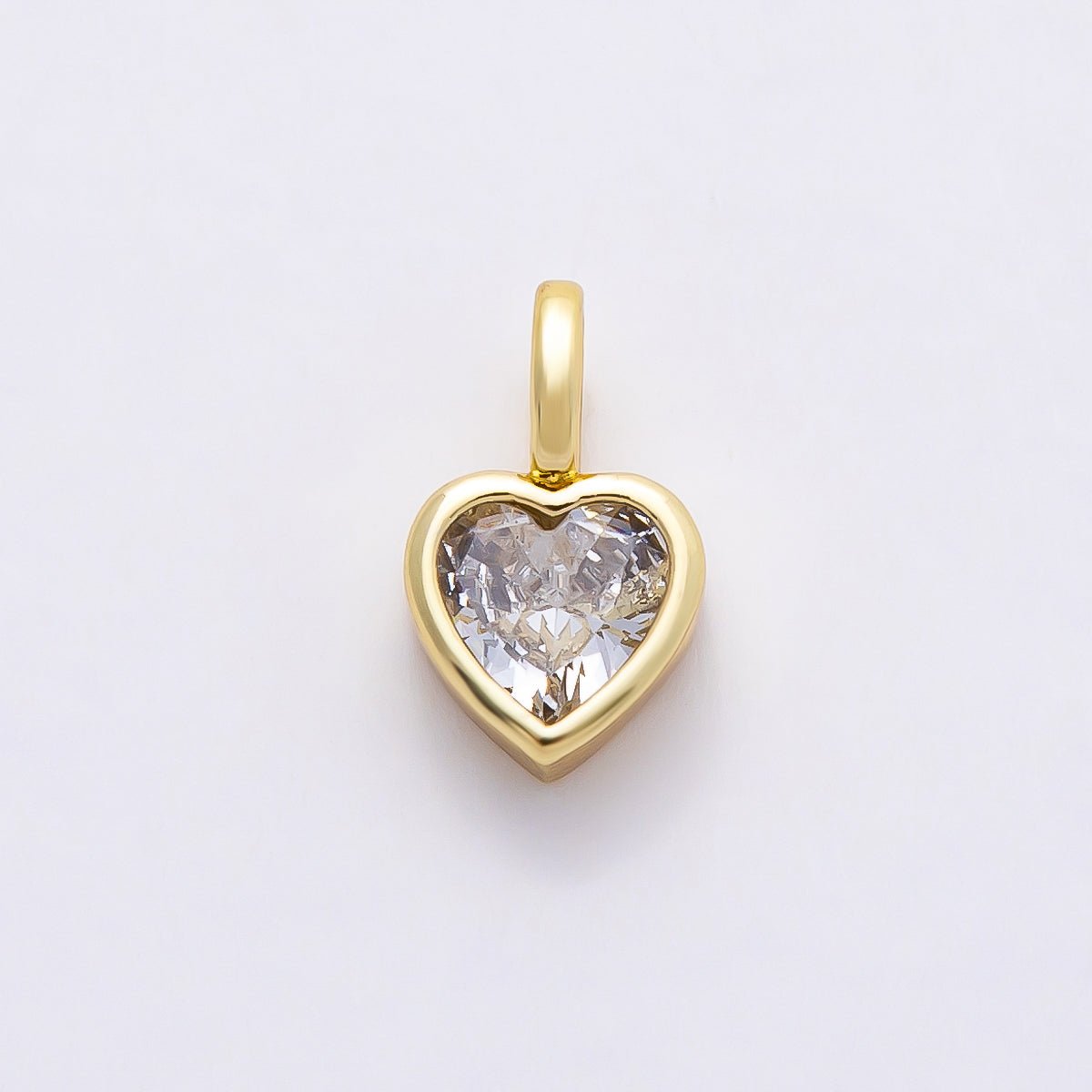 16K Gold Filled Clear CZ Marquise, Heart, Round, Oval, Teardrop Bezel Solitaire Pendant in Gold & Silver | Charms - 00834 ~ Charms - 00843 - DLUXCA