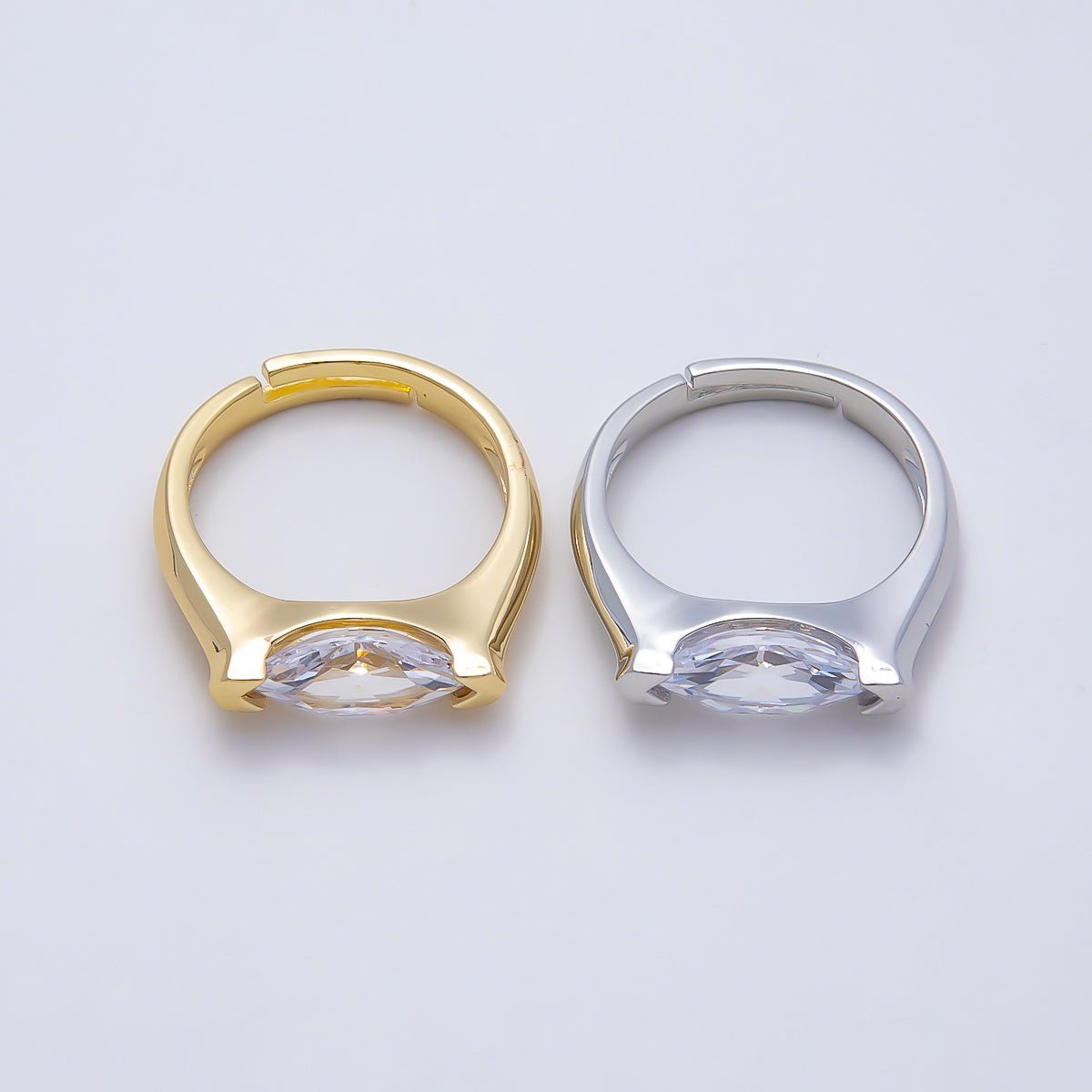 16K Gold Filled Clear CZ Marquise Prong Ring in Gold & Silver | Rings-00297 Rings-00298 - DLUXCA