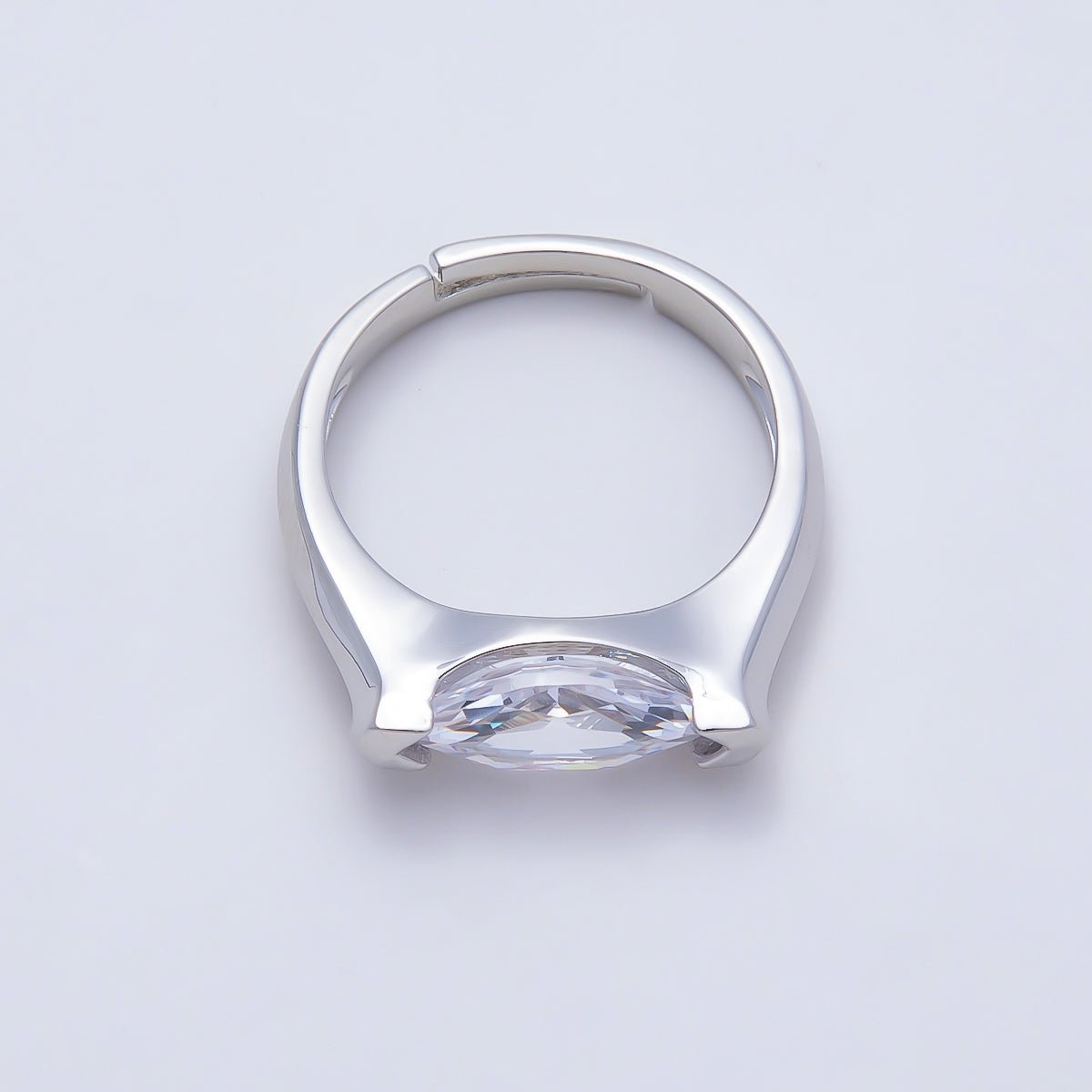 16K Gold Filled Clear CZ Marquise Prong Ring in Gold & Silver | Rings-00297 Rings-00298 - DLUXCA