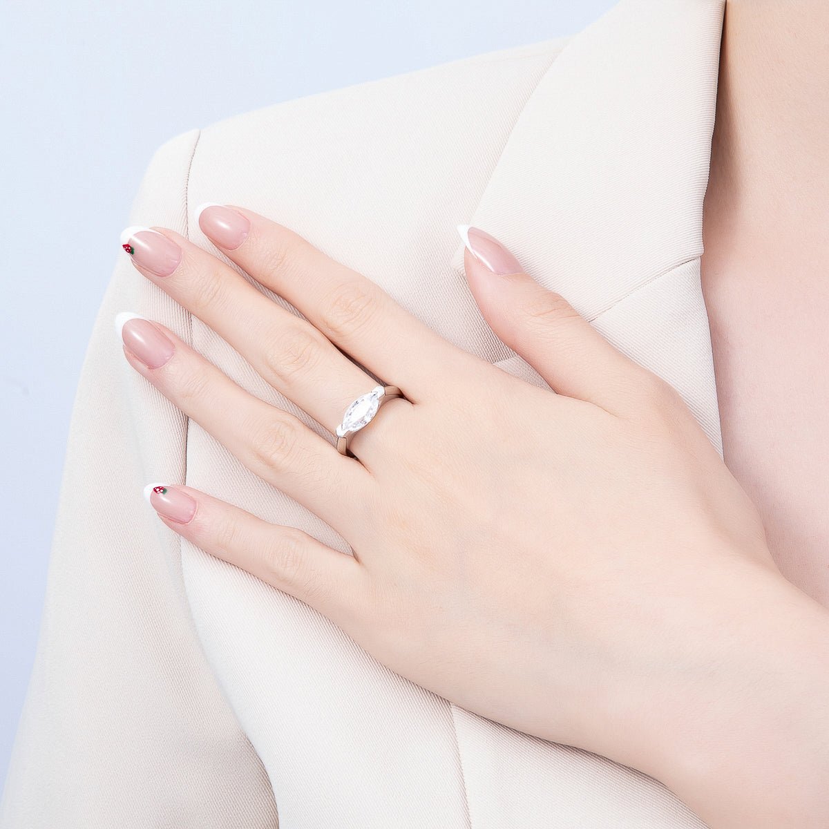 16K Gold Filled Clear CZ Marquise Prong Ring in Gold & Silver | Rings-00297 Rings-00298 - DLUXCA