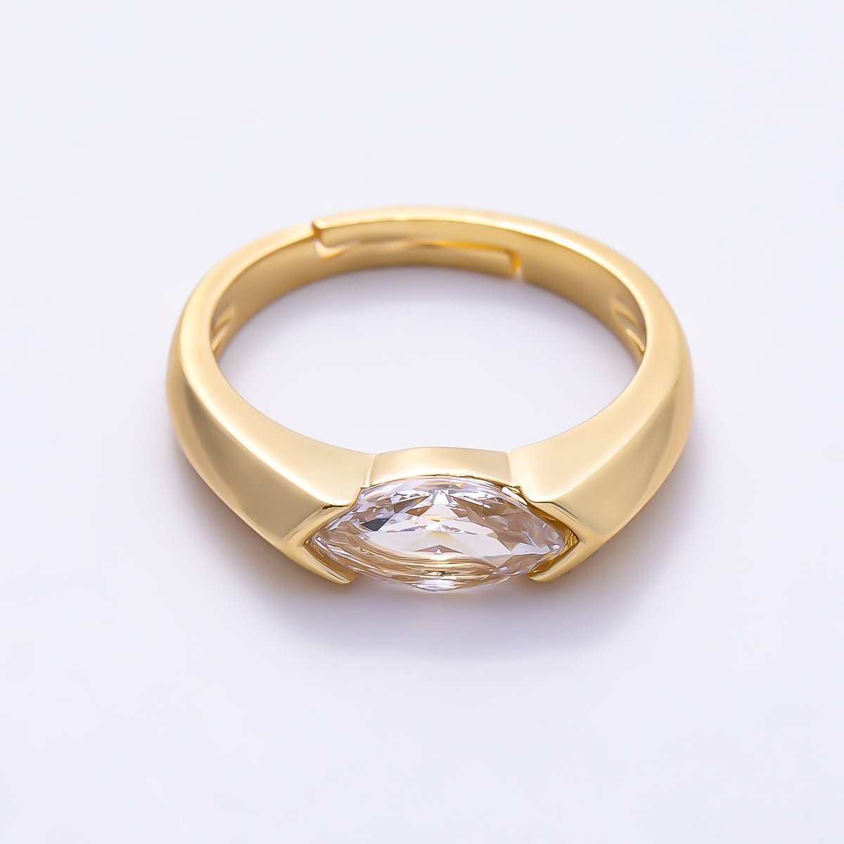 16K Gold Filled Clear CZ Marquise Solitaire Ring in Gold & Silver | Rings-00404 Rings-00405 - DLUXCA
