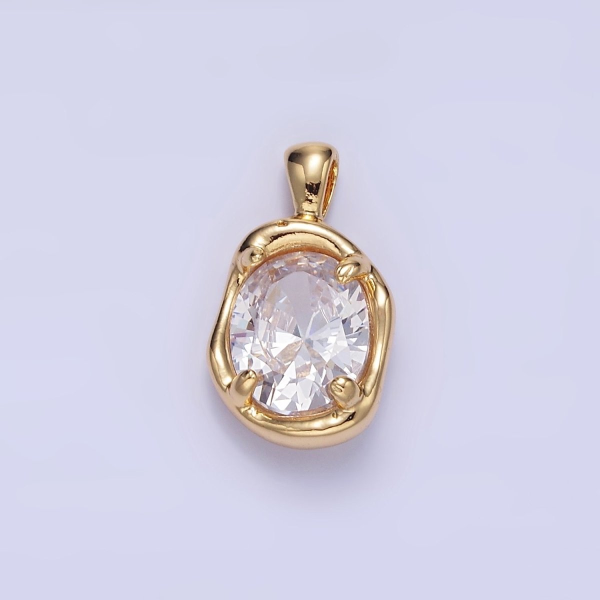 16K Gold Filled Clear CZ Molten Pendant | H054 - DLUXCA