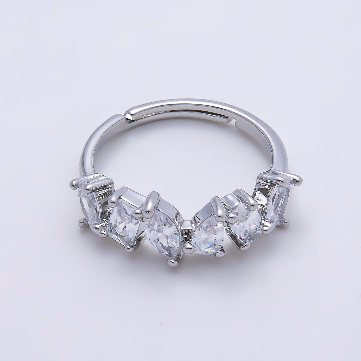 16K Gold Filled Clear CZ Multi Cluster Ring in Gold & Silver | Rings-00151 Rings-00152 - DLUXCA