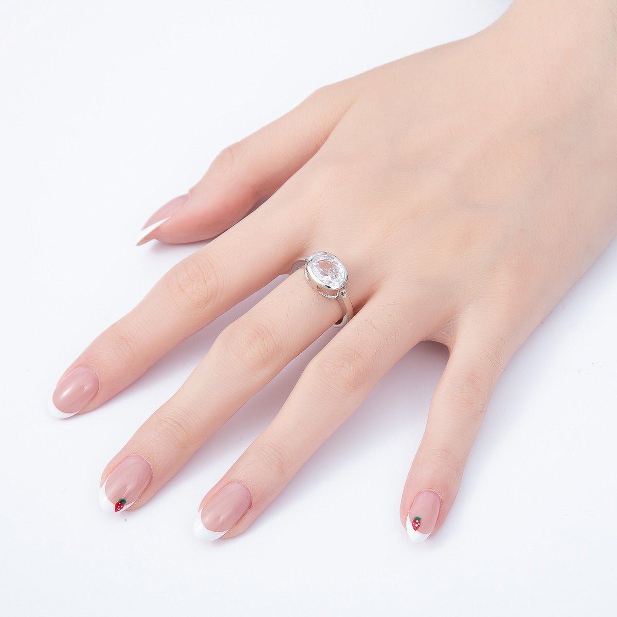 16K Gold Filled Clear CZ Oval Bezel Ring in Gold & Silver | Rings-00295 Rings-00296 - DLUXCA