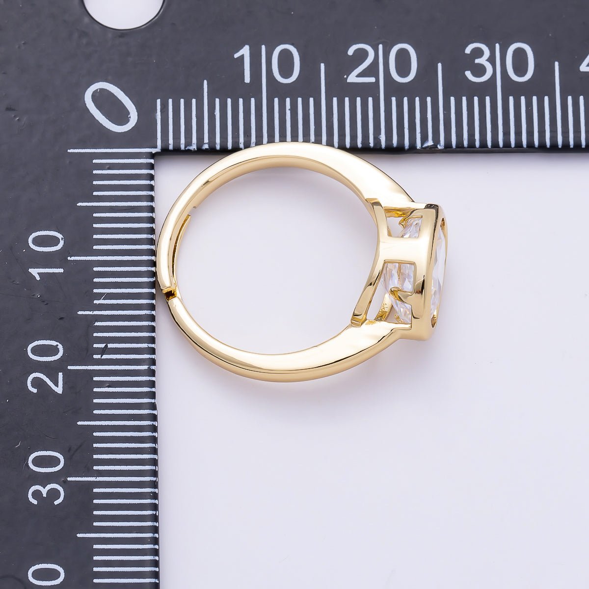 16K Gold Filled Clear CZ Oval Bezel Ring in Gold & Silver | Rings-00295 Rings-00296 - DLUXCA