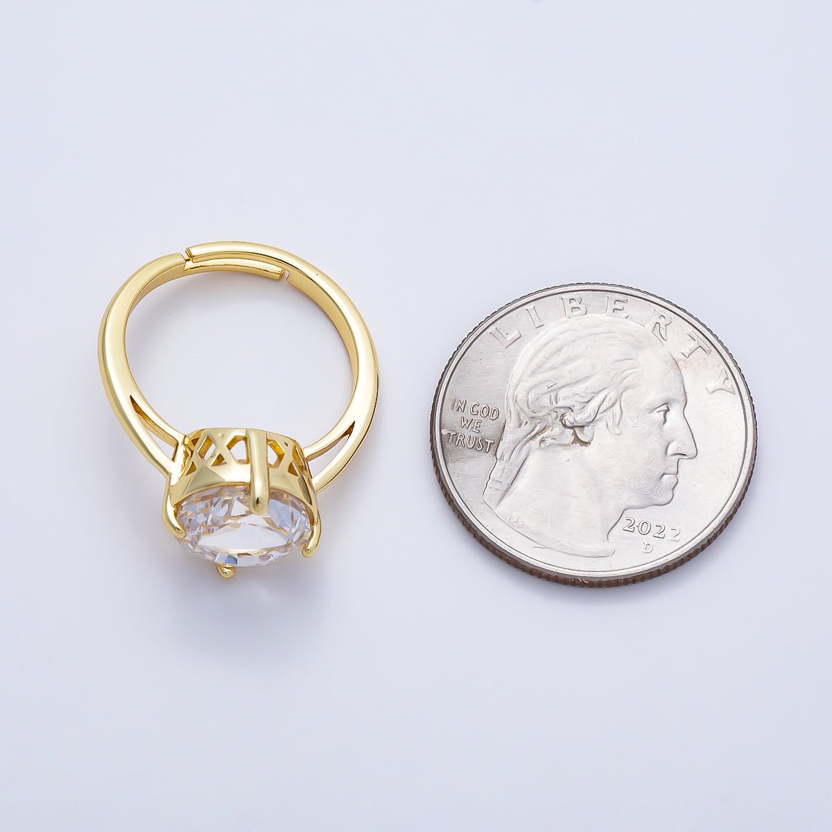 16K Gold Filled Clear CZ Round Prong Solitaire Ring | Rings-00279 - DLUXCA