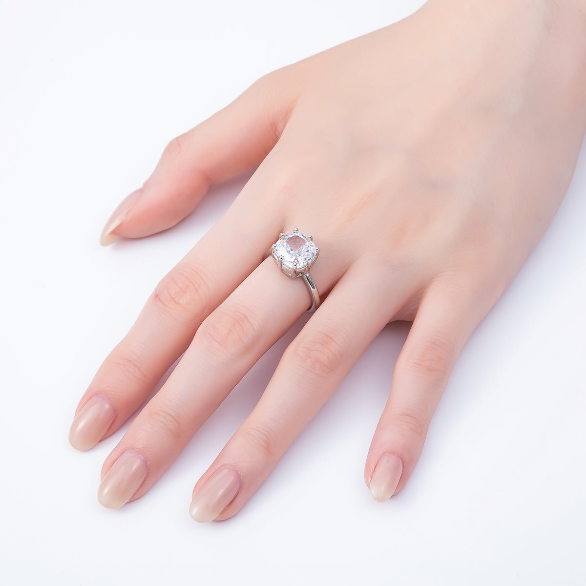 16K Gold Filled Clear CZ Rounded Square Solitaire Ring in Gold & Silver | Rings - 00113 Rings - 00114 - DLUXCA