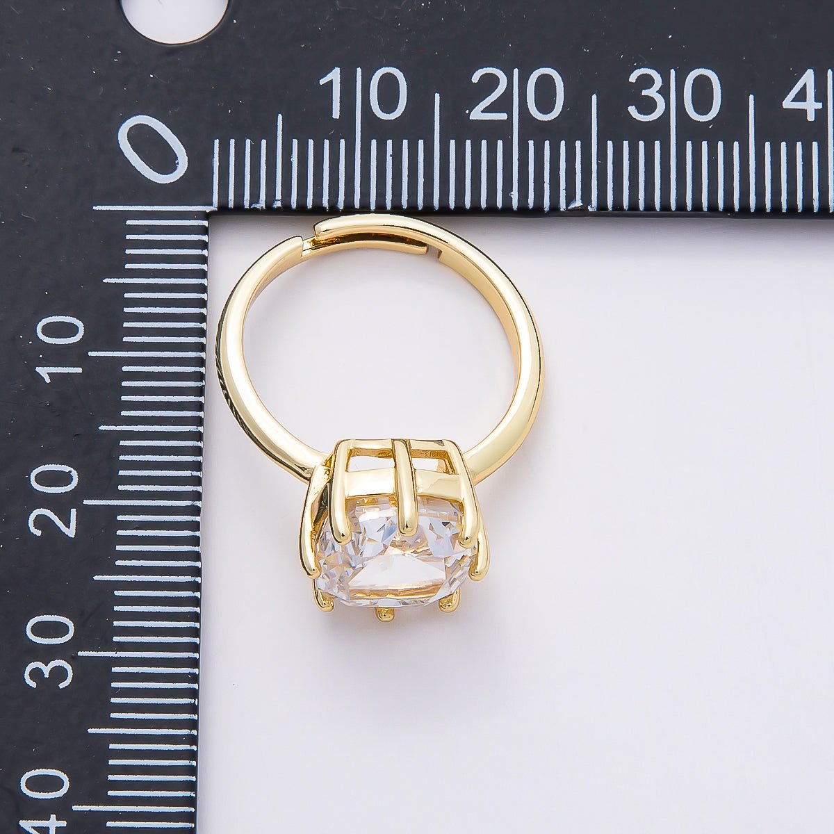 16K Gold Filled Clear CZ Rounded Square Solitaire Ring in Gold & Silver | Rings - 00113 Rings - 00114 - DLUXCA