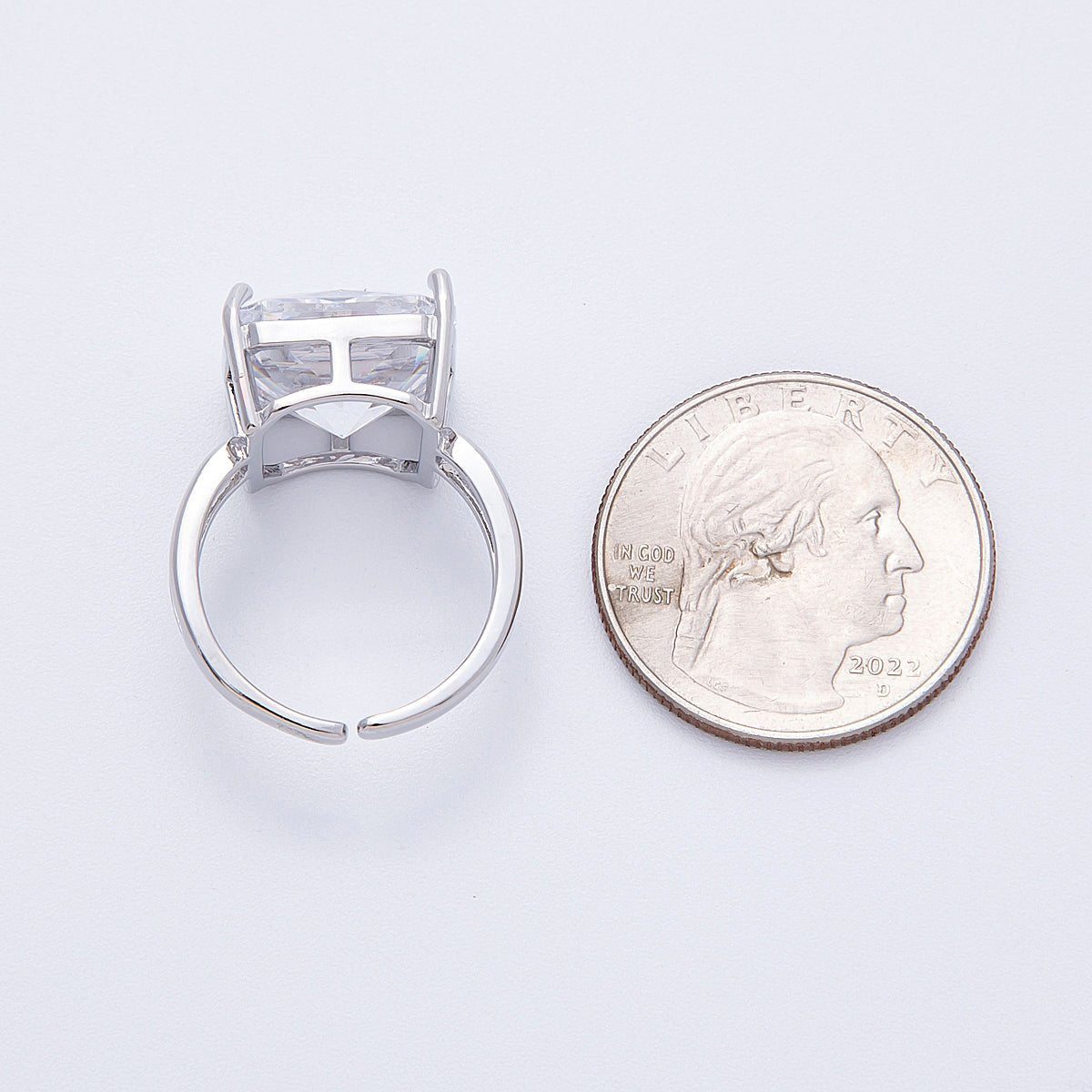 16K Gold Filled Clear CZ Square Solitaire Ring in Gold & Silver | Rings - 00018 Rings - 00019 - DLUXCA