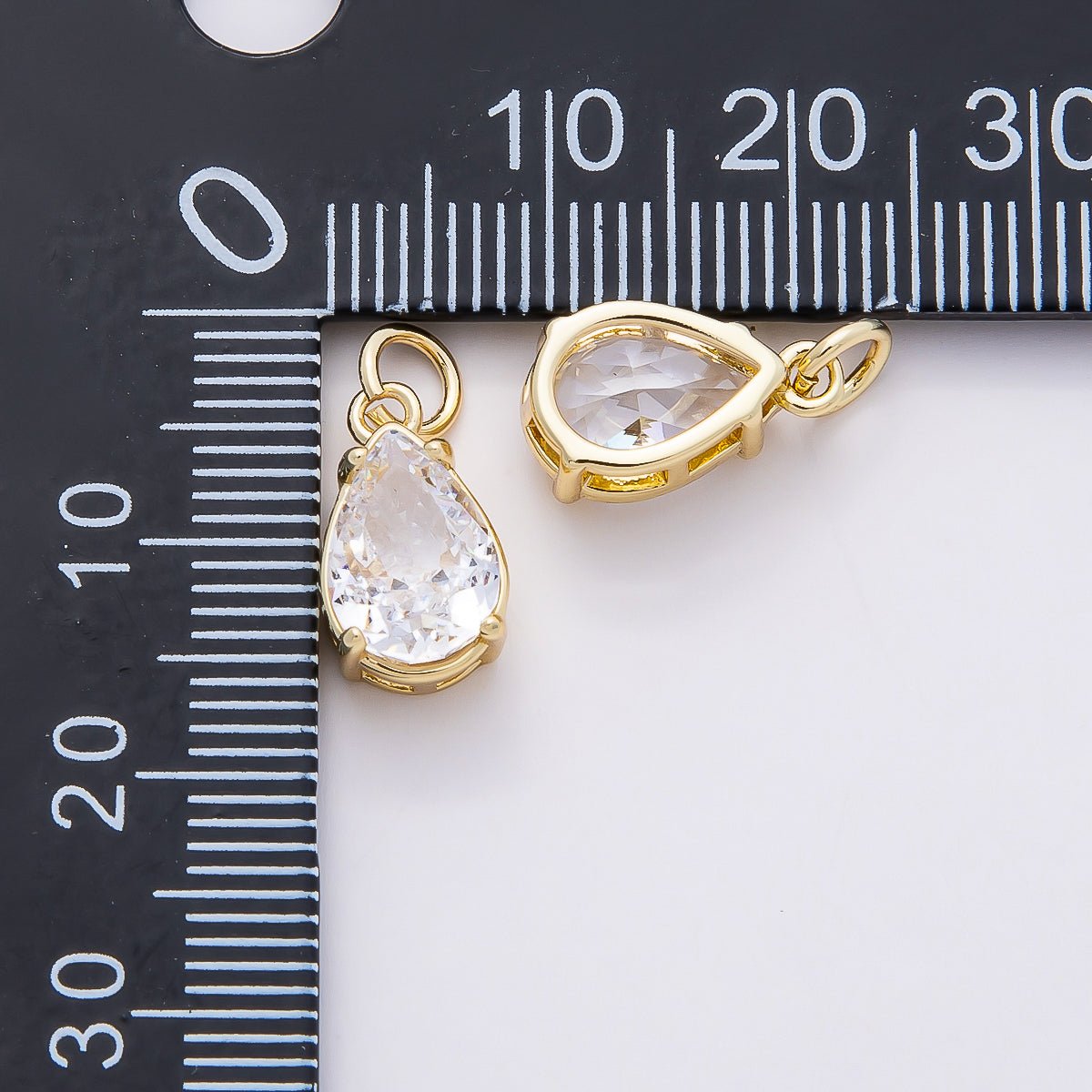 16K Gold Filled Clear CZ Teardrop, Oval, Heart, Marquise, Square Solitaire Charm | Charms - 00816 ~ Charms - 00820 - DLUXCA