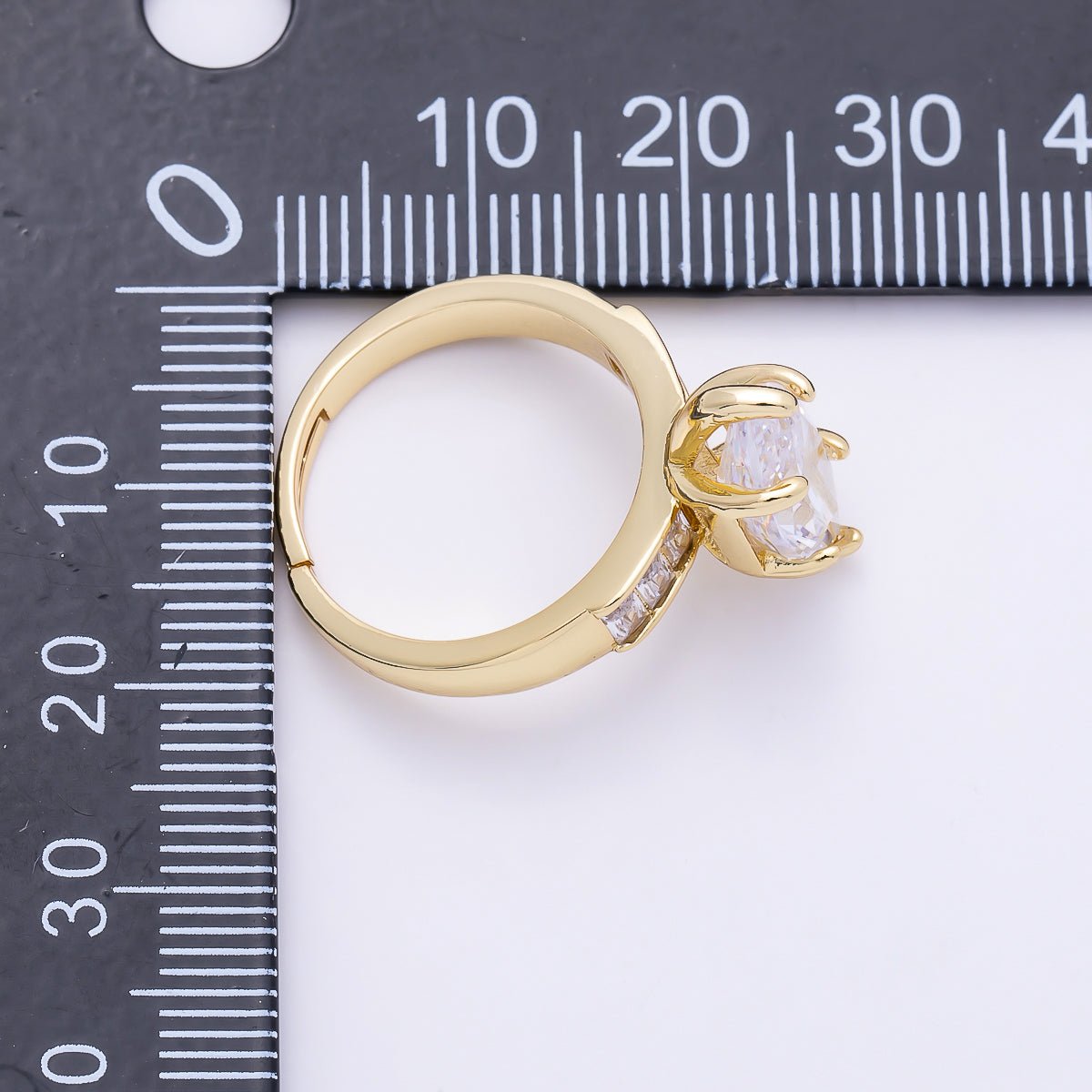16K Gold Filled Clear Marquise Baguette CZ Adjustable Ring in Gold & Silver | Rings-00291 Rings-00292 - DLUXCA