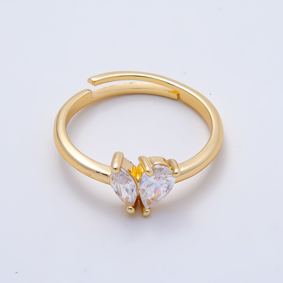 16K Gold Filled Clear Marquise Teardrop CZ Solitaire Ring in Gold & Silver | Rings-00159 Rings-00160 - DLUXCA