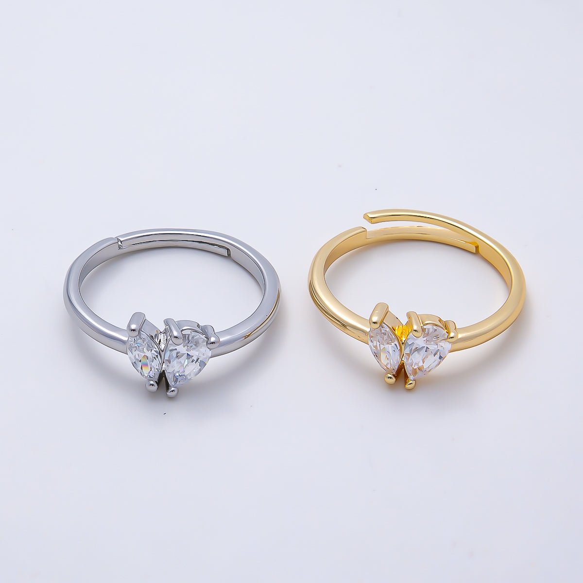 16K Gold Filled Clear Marquise Teardrop CZ Solitaire Ring in Gold & Silver | Rings-00159 Rings-00160 - DLUXCA