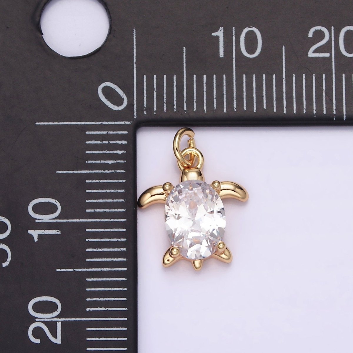 16K Gold Filled Clear Oval CZ Turtle Animal Add - On Charm | AG101 - DLUXCA