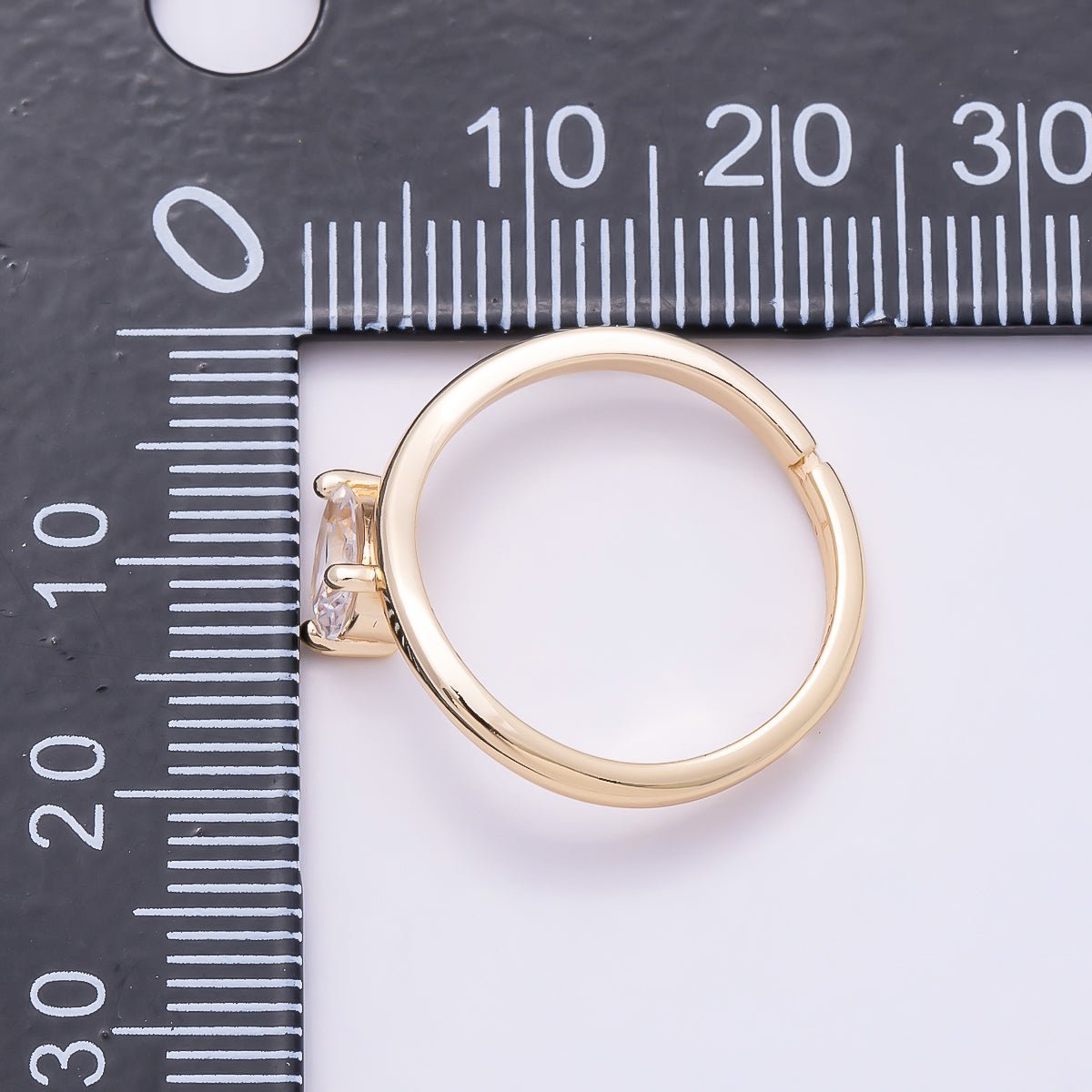 16K Gold Filled Clear Teardrop CZ Solitaire Curved Ring in Gold & Silver | Rings-00130 Rings-00131 - DLUXCA