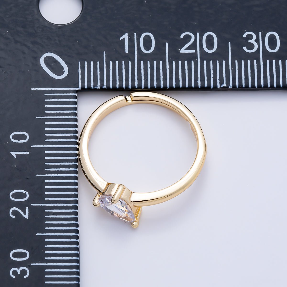 16K Gold Filled Clear Teardrop CZ Solitaire Ring in Gold & Silver | Rings-00165 Rings-00166 - DLUXCA