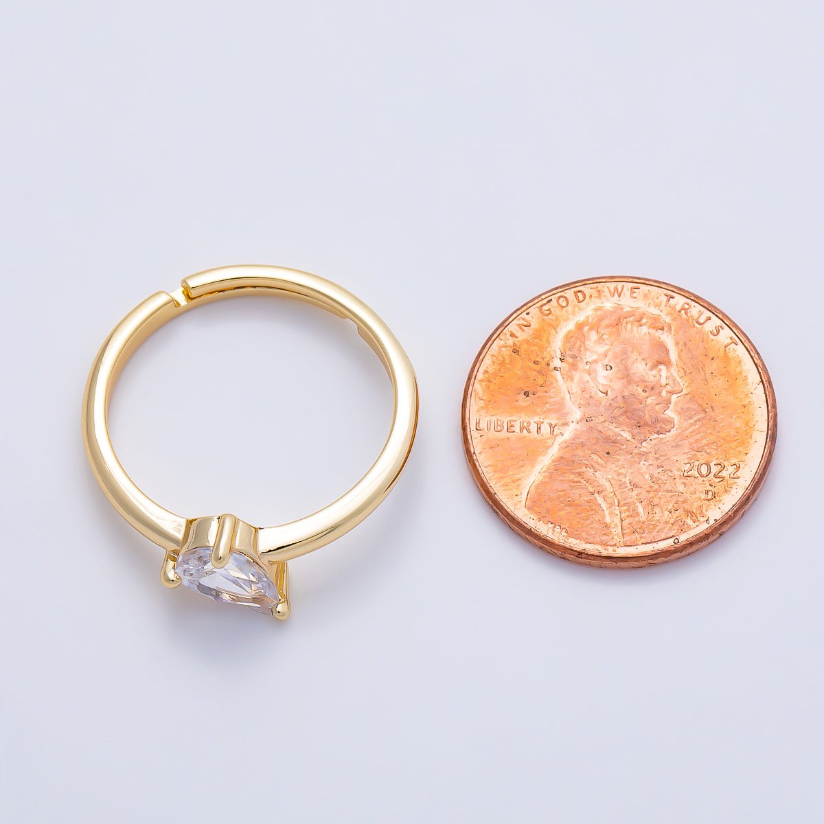 16K Gold Filled Clear Teardrop CZ Solitaire Ring in Gold & Silver | Rings-00165 Rings-00166 - DLUXCA