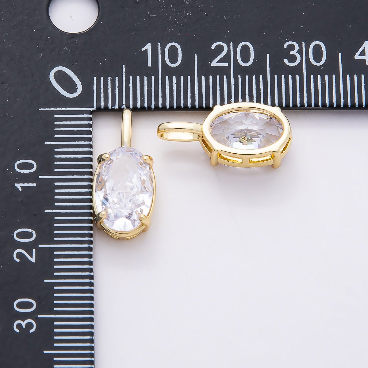 16K Gold Filled Clear Teardrop, Oval, Heart, Marquise, Square CZ Prongs Solitaire Pendant | Charms - 00821 ~ Charms - 00825 - DLUXCA