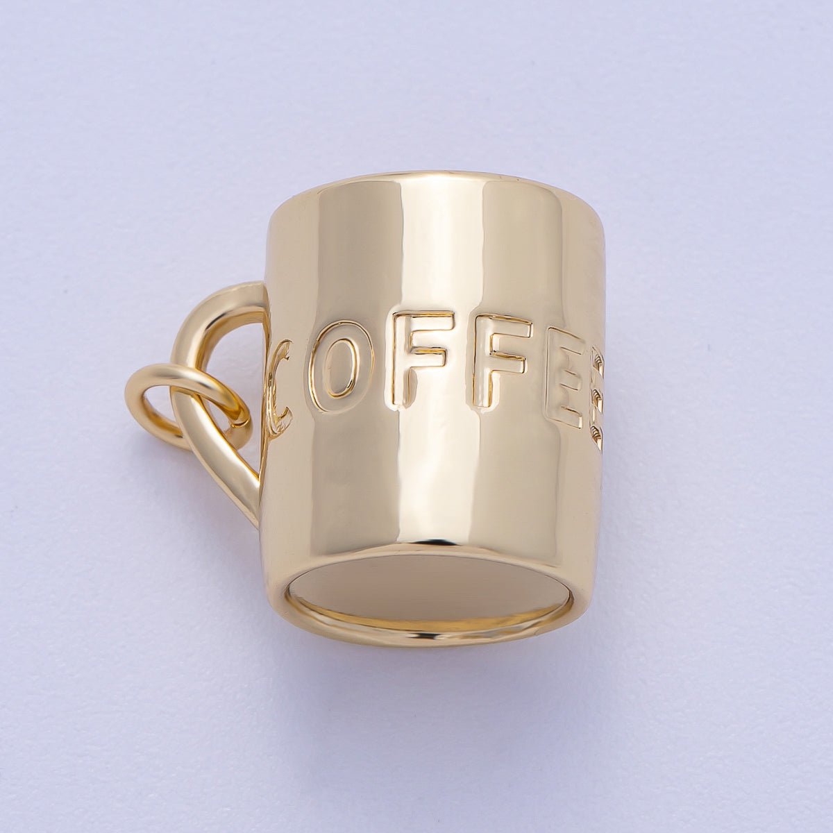 16K Gold Filled Coffee Cup Minimalist 3D Multidimensional Charm | Charms - 00468 - DLUXCA