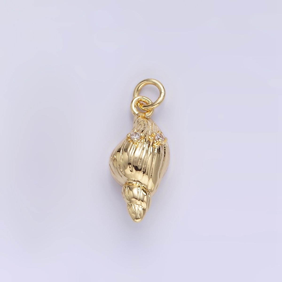 16K Gold Filled CZ Clam Sea Shell Mini Charm in Gold & Silver | E390 - DLUXCA